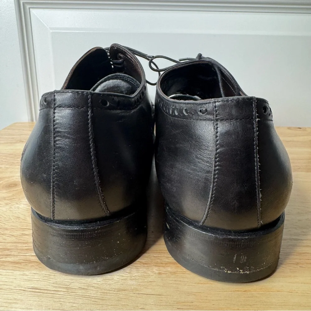 Allen Edmonds Seven TRESANA Black Leather Wingtip Derby Shoes Sz 11 Made Italy